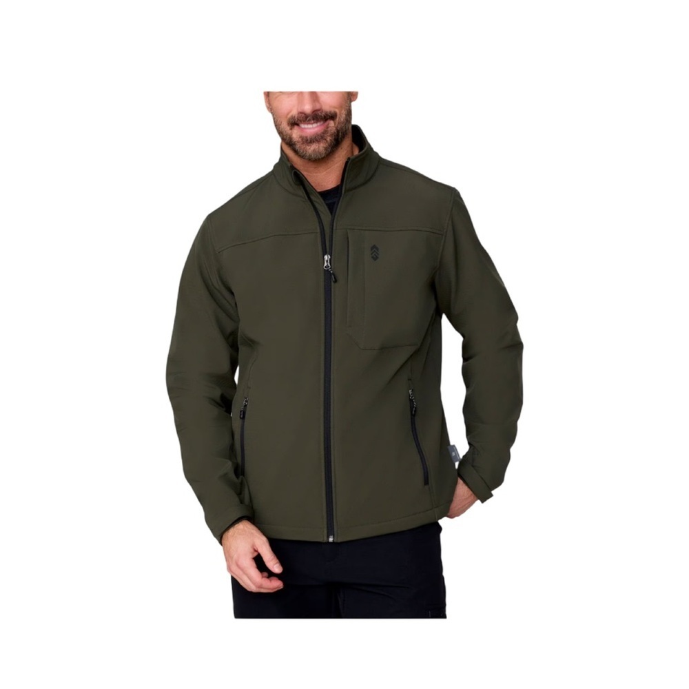 Free Country Men's Wind & Water Resistant Softshell Olive Jacket NWT Size L